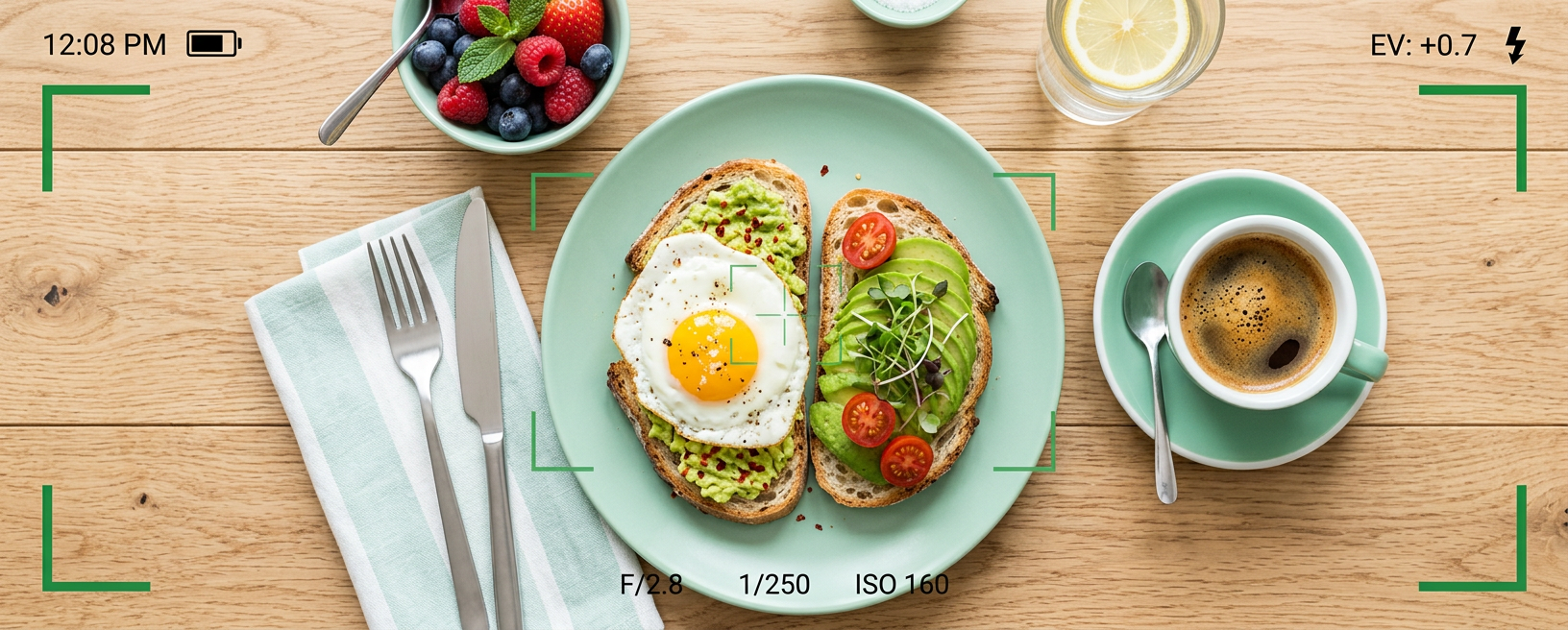 Breakfast being photographed with the app